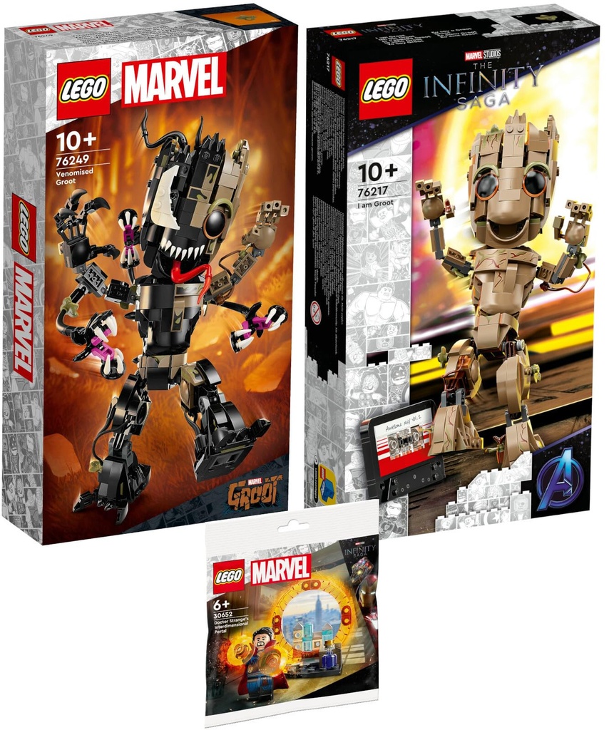 Lego Set of 3 76249 Venomized Groot 76217 I Am Groot 30652 The Dimension Portal by Doctor Strange