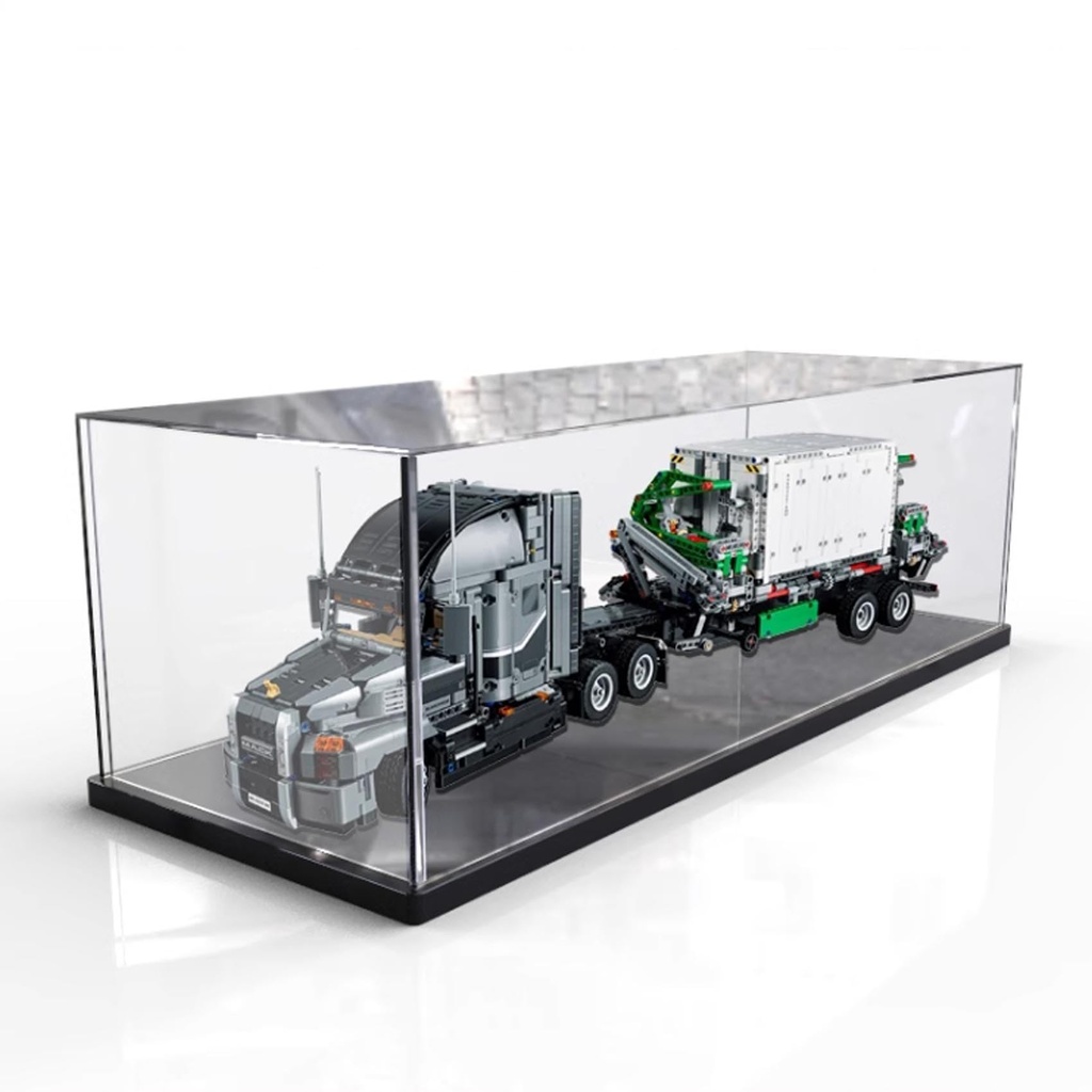 Acrylic display box for Lego 42078 Trucks model dustproof transparent collectors display box Display box only Black base