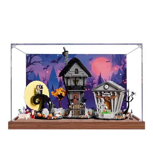 Dustproof Acrylic Display Box Compatible with Lego 21351 The Nightmare Before Christmas Display Case Dustproof Box Storage Box Display Box Only Display Box Wood Color Painted