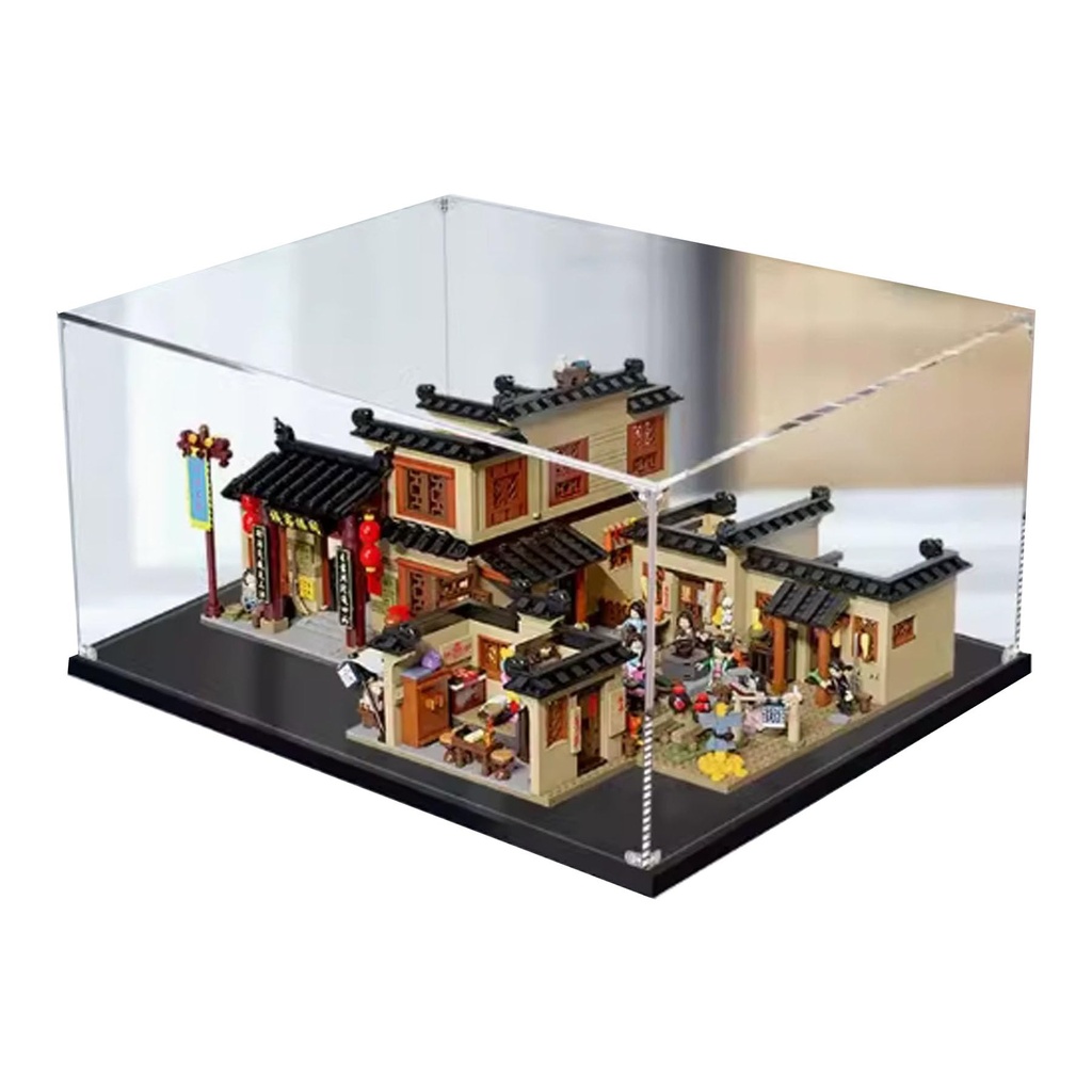 Acrylic Display Box for Lego 86220 Tongfu Inn Backyard Model Clear Dustproof Block Organizer Box Only Lego Set Not Included 3mm