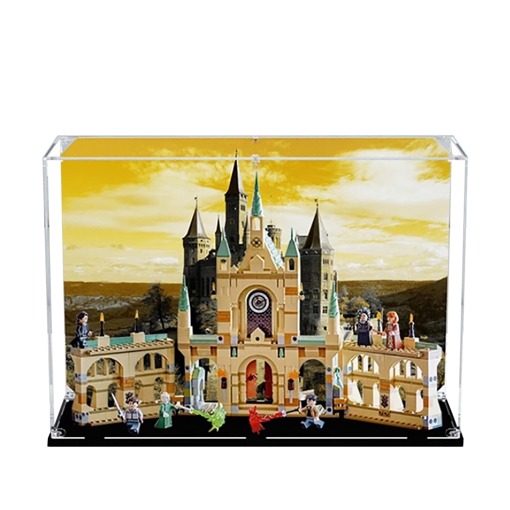 Acrylic Display Case for Lego 76415 Battle of Hogwarts Model 3mm Dustproof Display Box Display Case Compatible with Lego 76415 Model Not Included Background Build
