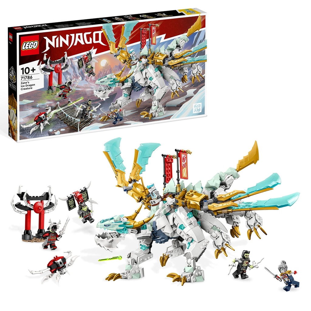 LEGO NINJAGO Zanes Ice Dragon Creature 2in1 Dragon Toy to Action Figure Warrior Model Building Kit Construction Set for Kids Boys Girls with 5 Minifigures 71786