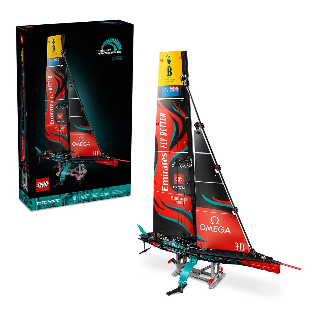 LEGO Technic Emirates Team Zealand AC75 Yacht Building Set for Adults Racing Boat Model for Sailboat Lovers BuildaBoat Gift for Fans of Creative and Relaxing Activities 42174