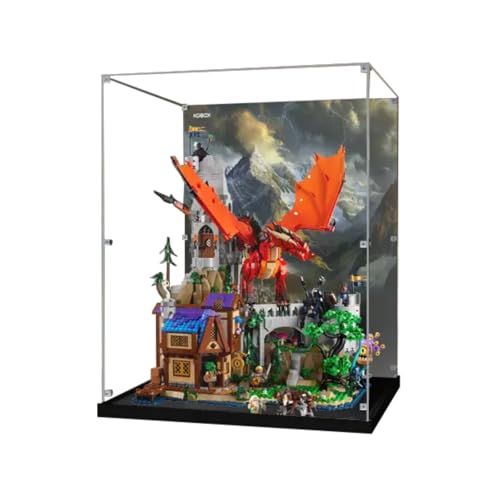 Figures Display Box for LEGO 21348 for Dungeons Dragons Red Dragons Tale Acrylic Dustproof Transparent Custom Display Case No Model background D