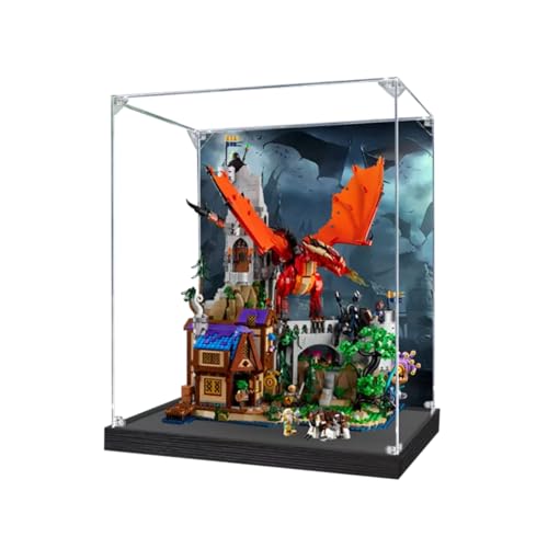 Figures Display Box for LEGO 21348 for Dungeons Dragons Red Dragons Tale Acrylic Dustproof Transparent Custom Display Case No Model background A