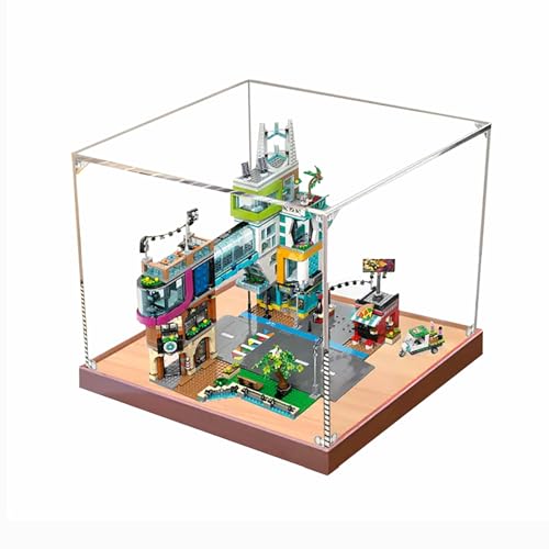 Figures Display Box for LEGO 60380 City Downtvwn Acrylic Dustproof Transparent Custom Display Case No Model wooden2mm