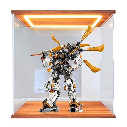 Display Your Collectibles in Style with our Acrylic Display Case for Lego 71821 Illuminated by LED LightsOnly Case No Model WalnutWith upper light box
