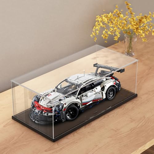 Acrylic Display Case for Lego 42096 911 RSR Building Block Model Storage Transparent Dustproof Display Box 62x30x20cm Display Box Only Gift Idea Customizable Black