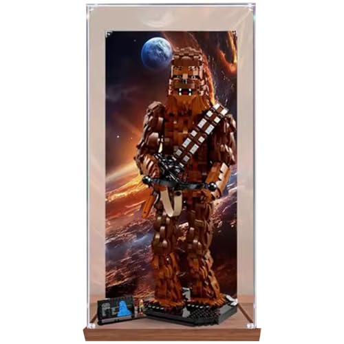 Acrylic display case for lego 75371 model transparent and dustproof savings cabinet selfassembly wood colourbackground