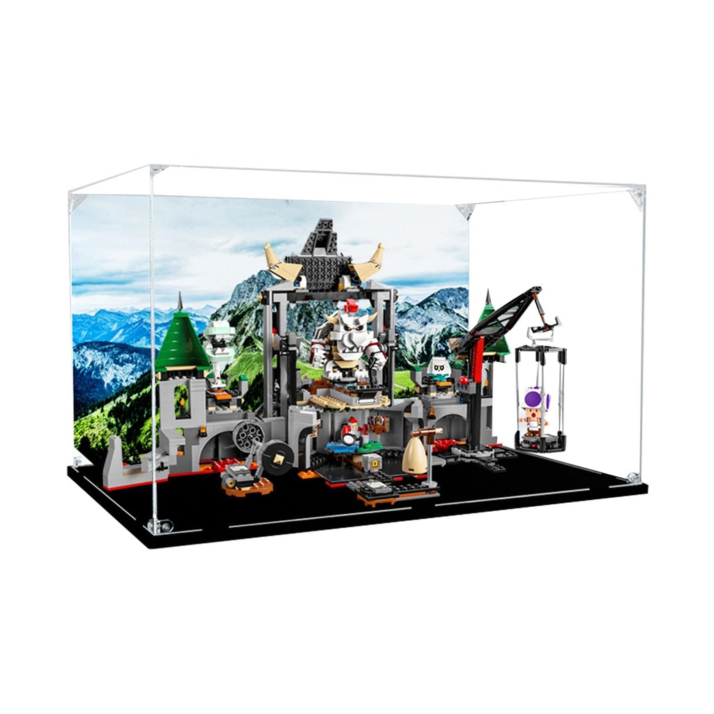 Acrylic Display Case for Lego Super Mari Dry Bowser Castle Battle Expansion Set 71423 Dustproof AntiUV Storage Box Ideal for Collectors Background B