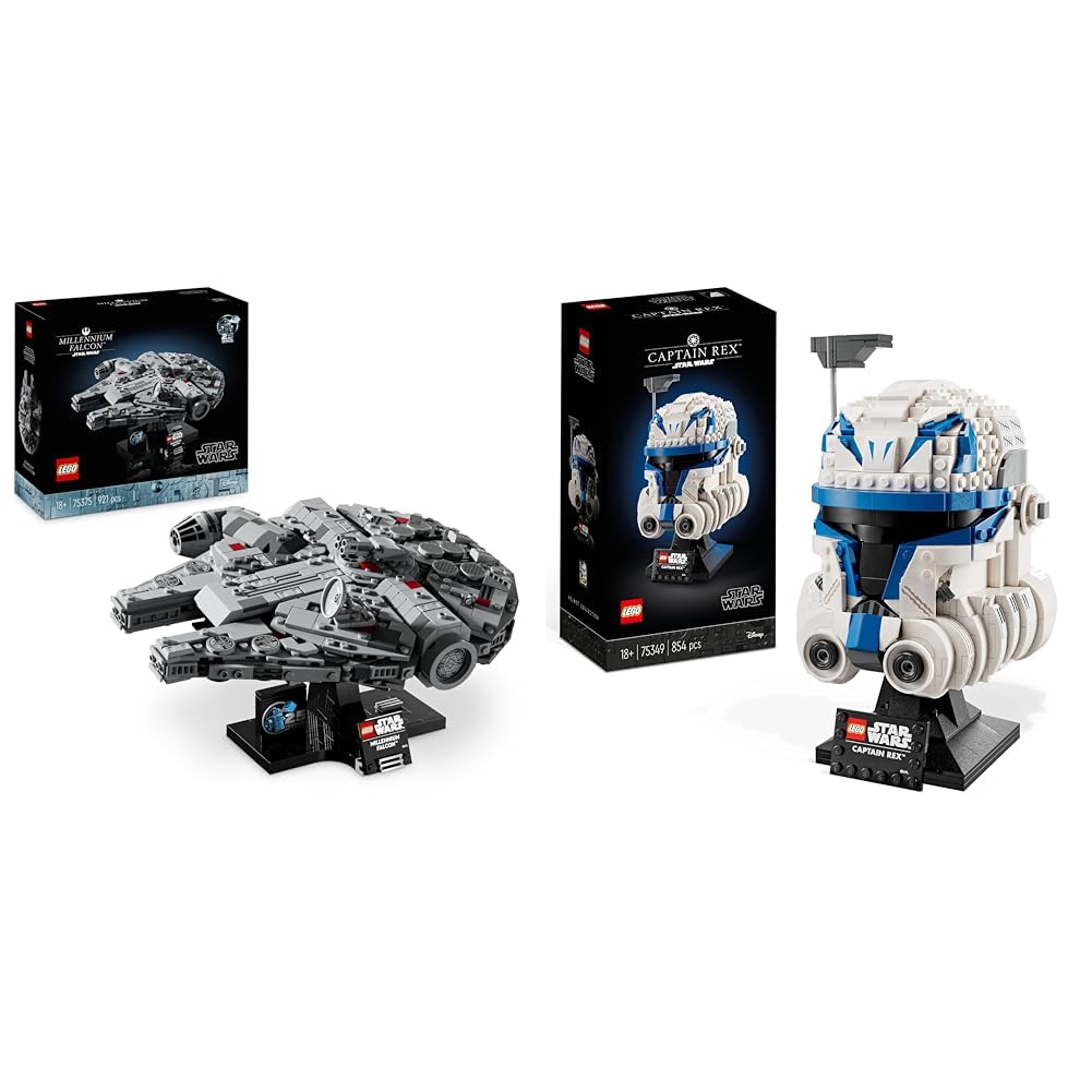 LEGO Star Wars Millenium Falcon 25th Anniversary Set for Adults Collectible A Star Wars Captain Rex Helmet Set The Clone Wars Collectible for Adults 2023 Series Model Collection