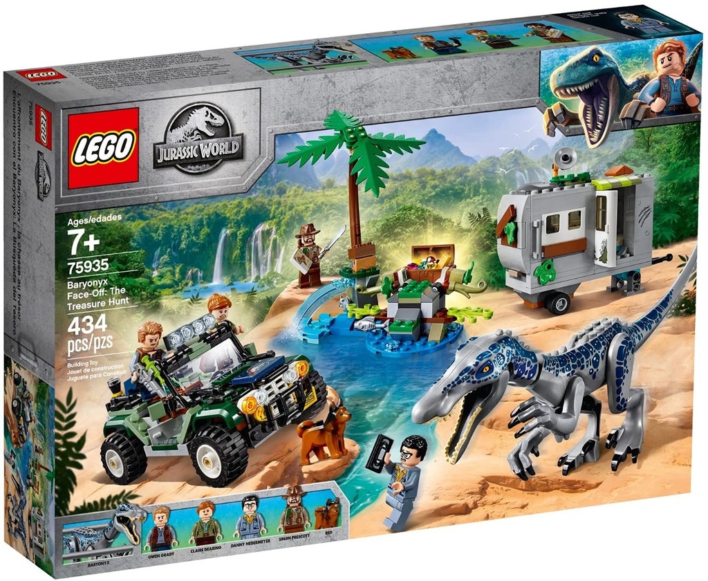 LEGO 75935 Jurassic World Baryonyx FaceOff The Treasure Hunt Dinosaur Playset with Off Road Buggy Toy