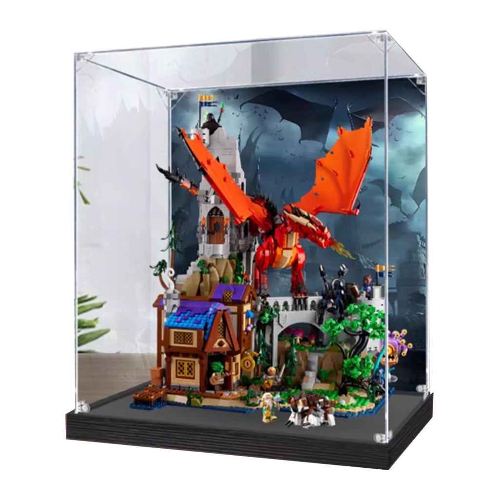 Acrylic Display Clear Collectors Box Compatible with Lego 21348 Dragon and Dungeon Building Block Model Dust Storage Box Display Box Box Only Back spray