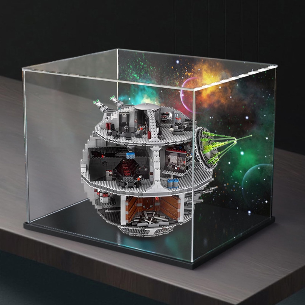 JIULIN Acrylic Display Case Box Compatible with Lego 75159 Death Star Model Dustproof Waterproof Clear