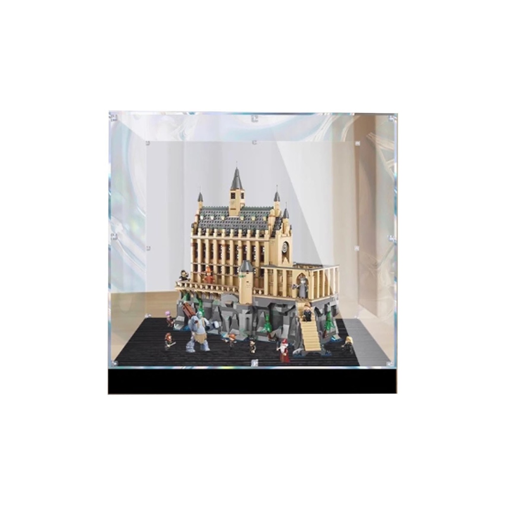 Transparent Acrylic Display Casefor Lego 76435 Castle Model Clear BoxStorage BoxDisplay BoxCompatible with 76435 Model Display Box only Wood Grain Raised Base
