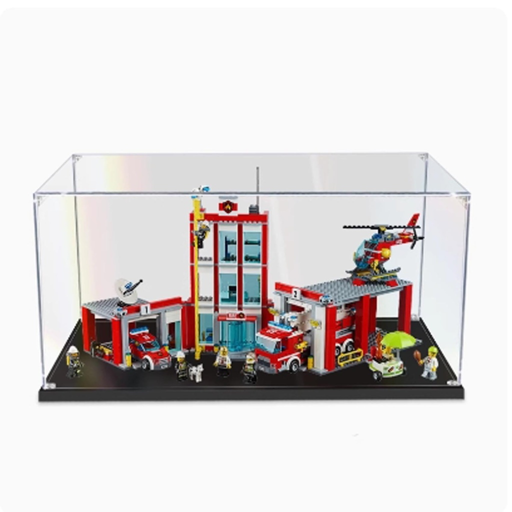 Acrylic Transparent Display Case for Lego 60110 City Fire Department Model Dustproof Transparent Display Case Showcase 255 161 137 inches Display Case Only 2mm