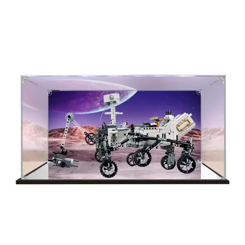 HCAEIOFJ Clear Acrylic Display Case for Lego Technic 42158 Applicable for NASA Mars Rover Perseverance Dustproof Display Box GiftDisplay Case Only Black BottomBackground