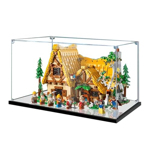TRUSTFAR Acrylic Dustproof Display Case Designed for Lego 43242 Snow White and The Seven Dwarfs Cottage Building Transparent Box Display Box Compatible with Lego 43242 No model Mirror
