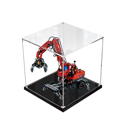 Figures Display Box for LEGO 42144 Material Handdler Crrane Acrylic Dustproof Transparent Custom Display Case No Model snap fastener3mm