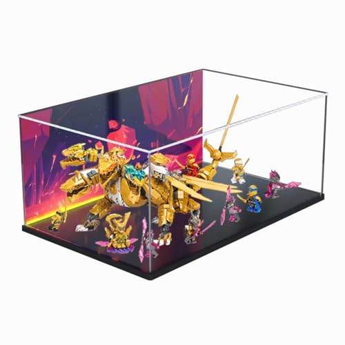 Figures Display Box for LEGO 71774 for NINJAGO Lloyds Golden Ultra Dragon Acrylic Dustproof Transparent Custom Display Case No Model background B