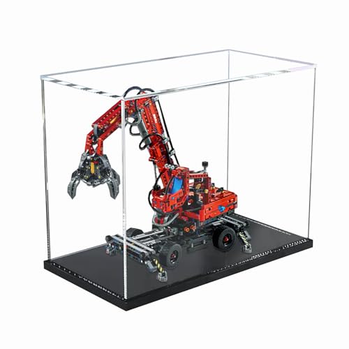 Figures Display Box for LEGO 42144 Material Handdler Crrane Acrylic Dustproof Transparent Custom Display Case No Model black3mm