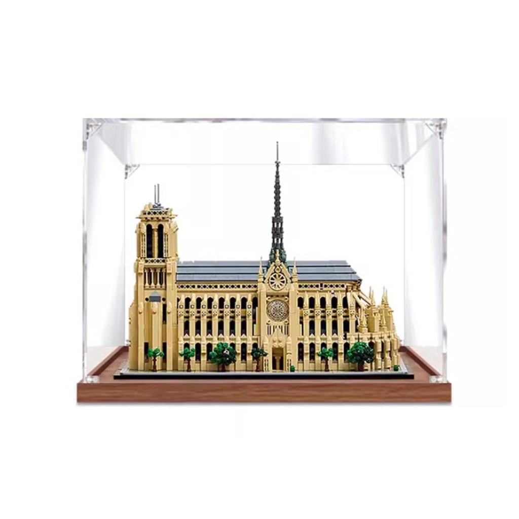 Acrylic display case For Lego 21061 Notre Dame de Paris model dustproof transparent acrylic display case storage box model not included 2mm wood base