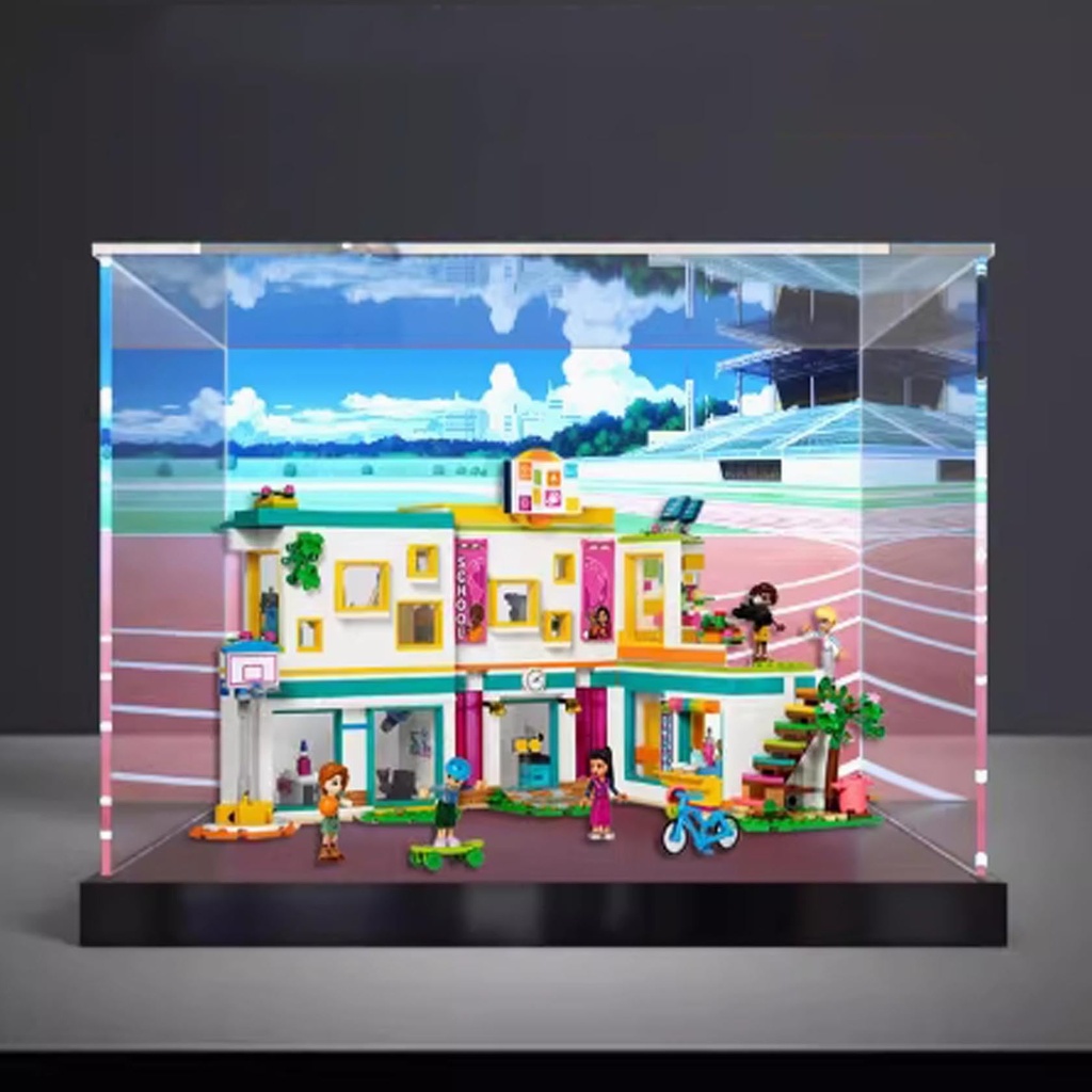 Transparent Acrylic display box for Lego 41731 International College model Dustproof Storage Display Box Model Not Included High booth back spray