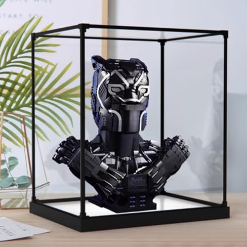 Acrylic Display Box Compatible with Lego 76215 Black Panther Half Bust Model Kits Clear Boxes for Displaying Collectibles Dustproof Display Boxes Box Only Black Base