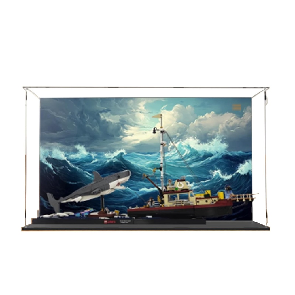 Acrylic Display Case Box Compatible with Lego 21350 Jaws Orca Boat ModelProtection Display Case Gift Model TransparentCompatible with Lego Only Display Case Backdrop C