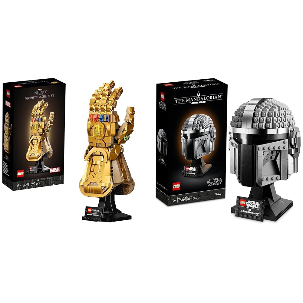 LEGO 76191 Marvel Infinity Gauntlet Building Set Thanos Glove Model 75328 Star Wars The Mandalorian Helmet Buildable Model Kit Display Collectible Decoration Set for Adults Collection Gift Idea