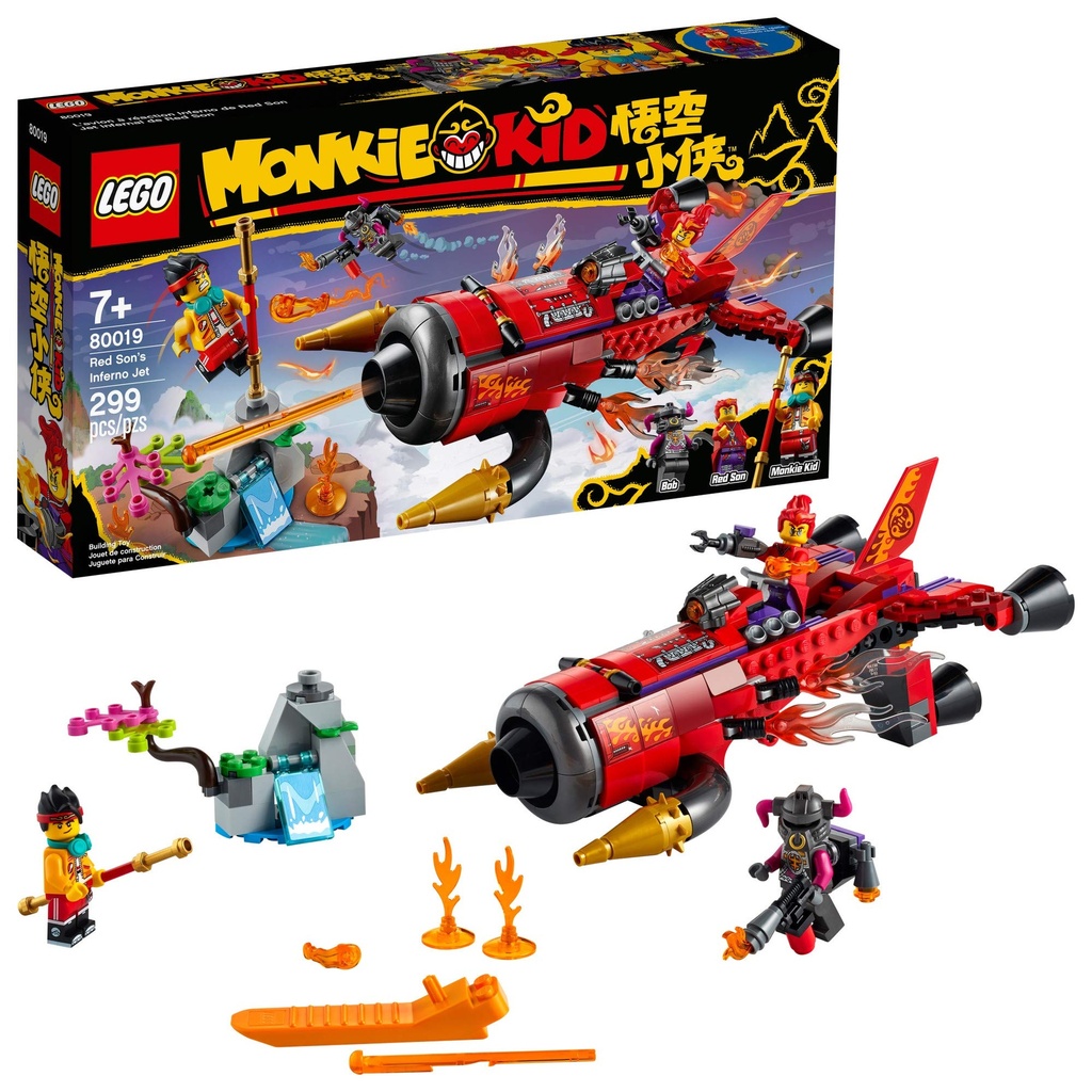 LEGO Monkie Kid Red Sons Inferno Jet 80019 Building Kit 299 Pieces Multicolor