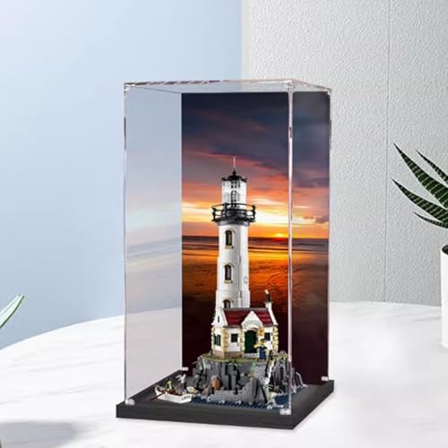 Acrylic Display Case Compatible with Lego 21335 Electric Lighthouse Case Kit Dustproof Transparent Display Case Storage Box Display Case Only Back Spray