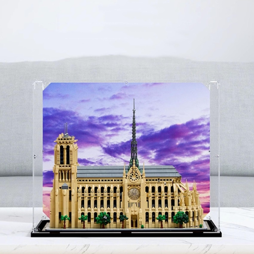 Transparent Acrylic Display Casefor Lego 21061 Notre Dame de Paris Model Clear BoxStorage BoxDisplay BoxCompatible with 21061 Model Display Box only Black Base