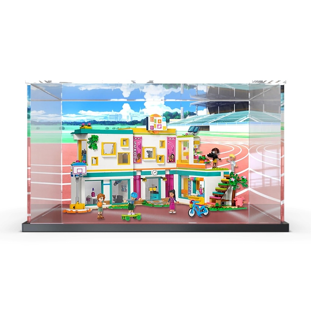 Figures Display Box for LEGO 41731 Friends Heartlake School Acrylic Dustproof Transparent Display Case No Model background