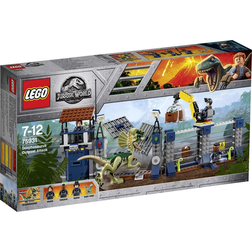 LEGO 75931 Jurassic World Dilophosaurus Outpost Attack Playset Dinosaur Figures Build and Play Dinosaur Toys for Kids