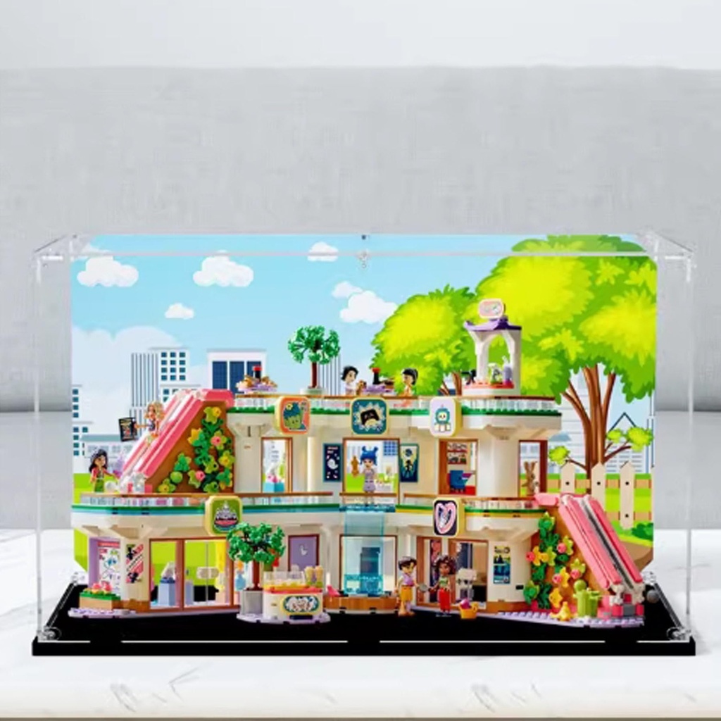 Selfassembling clear acrylic display box dustproof storage collectibles memorabilia display box cube countertop box for Lego 42604 Heartlake Mall block model box only