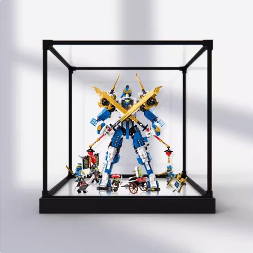 Transparent Acrylic display box for Lego 71785 Mecha model Dustproof Storage Display Box Model Not Included White base