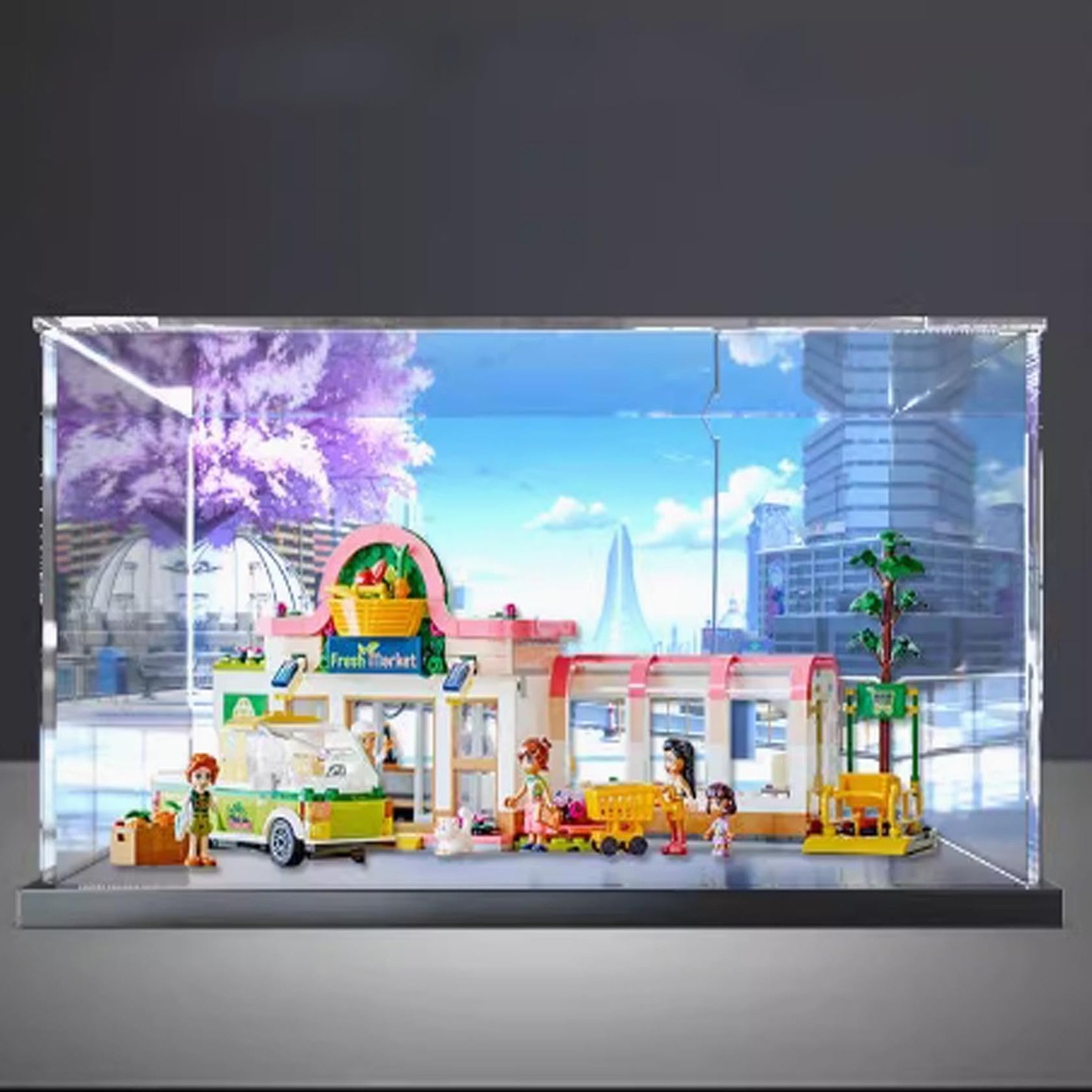 Transparent Acrylic display box for Lego 41729 Organic Food Supermarket model Dustproof Storage Display Box Model Not Included backspray