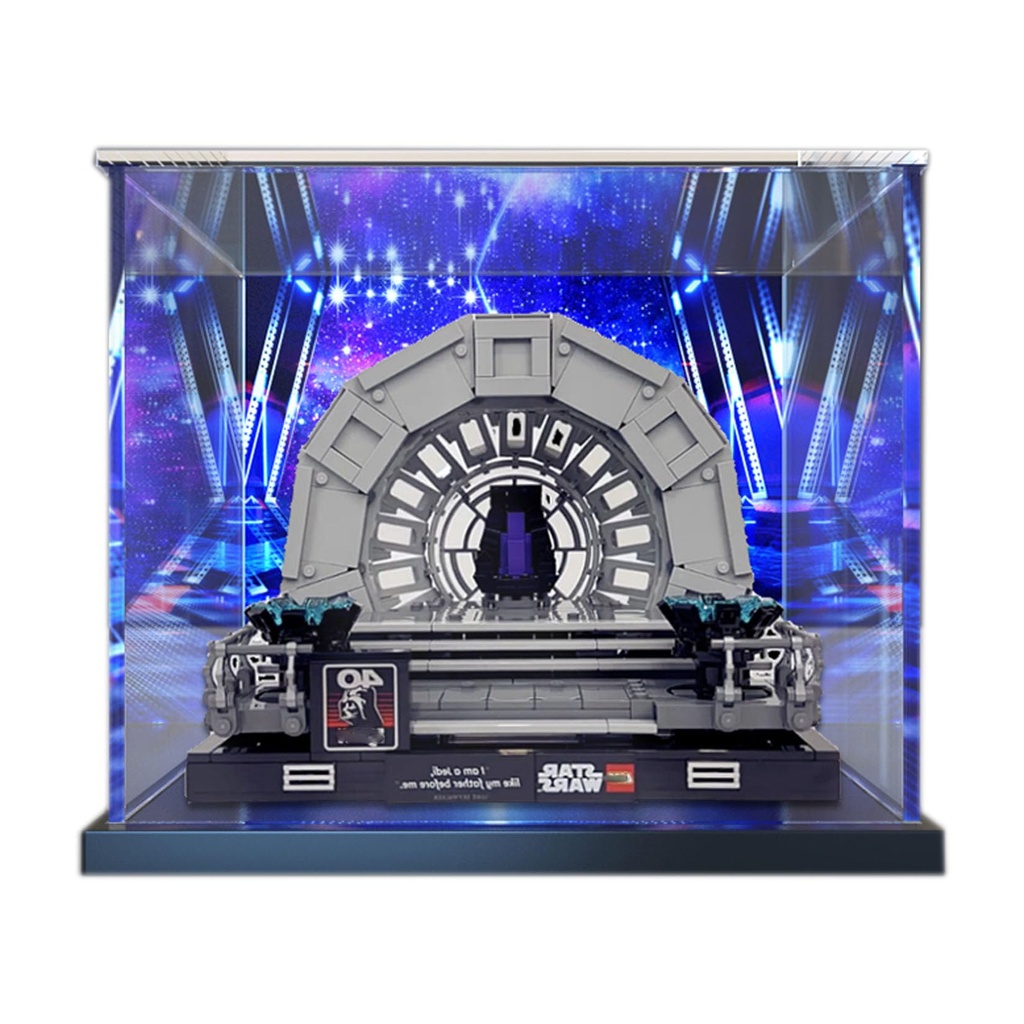 Acrylic Display Case for Lego Star Wars Emperors Throne Room Diorama 75352 Model Dustproof AntiUV Storage Box Ideal for Collectors Background B