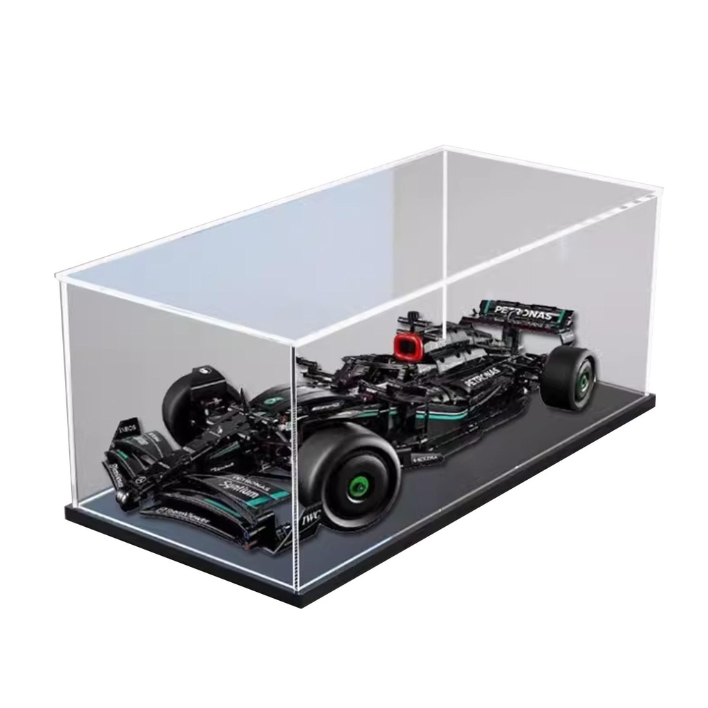 Acrylic Display Case for Lego 42171 F1 Formula Racing Dustproof Box Storage Box Transparent Box Display Box Compatible with Lego 42171Only Case No Model Black Base