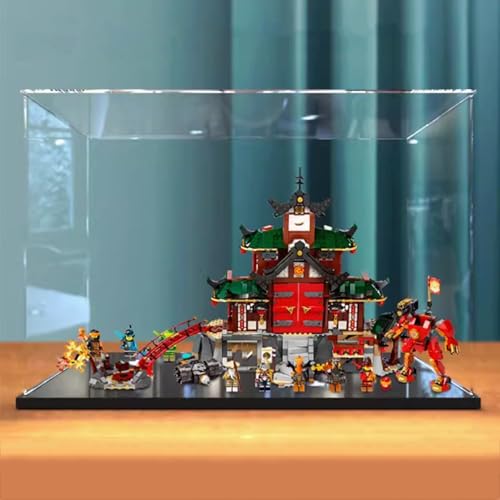 Acrylic Display Box for Lego 71767 Model of The Dojo Shrine Transparent Dustproof Display Box Compatible with Lego 71767 Construction kit Model not Included Black Base