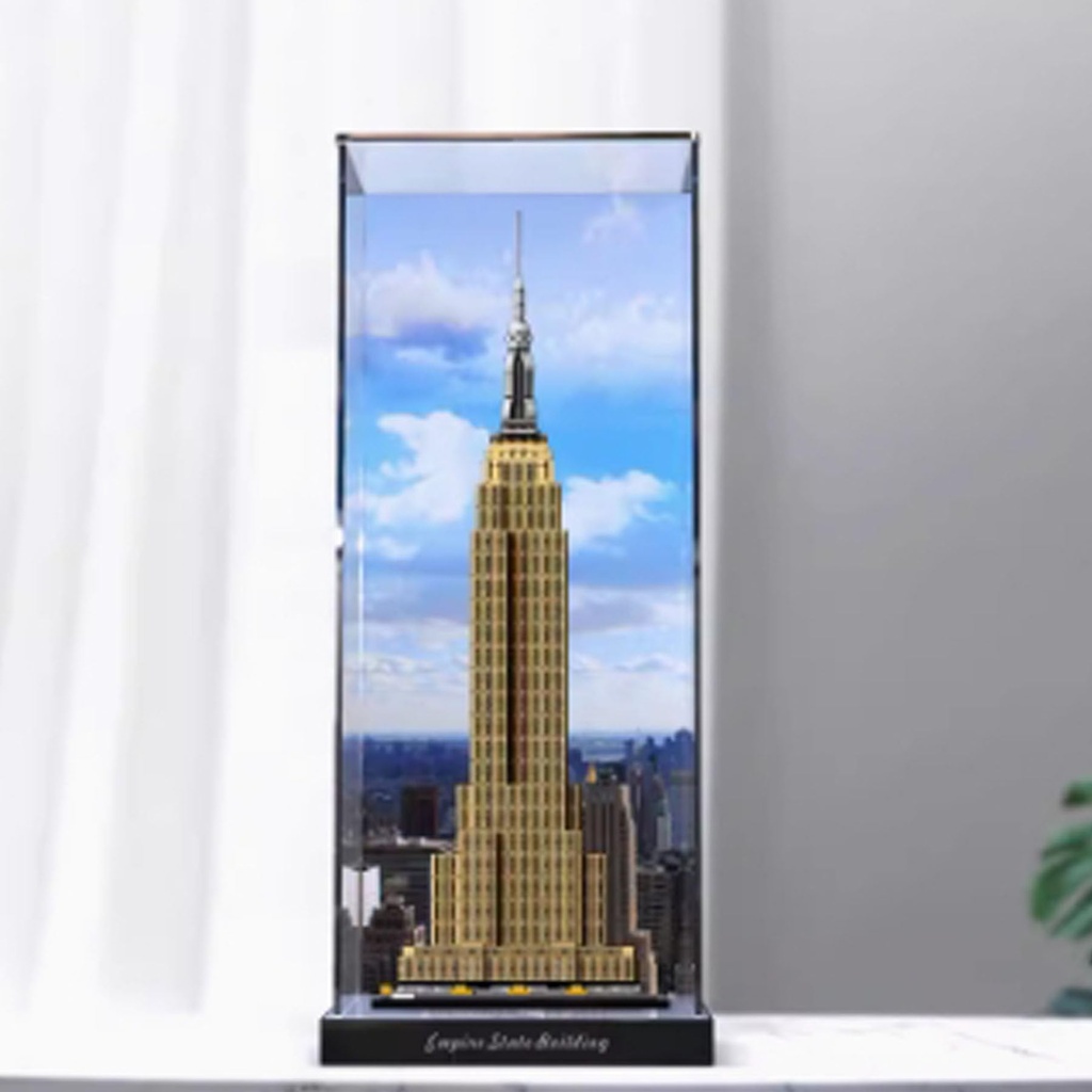 CHIFENMS Acrylic Clear Display Case for Lego 21046 Empire State Building Display BoxBuilding Block Collectibles Transparent Dustproof Showcase Storage Box Display Box Stand Only Case