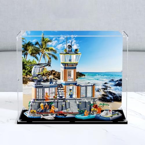 Acrylic Display Case Box Suitable for Lego 60419 Prison IslandUsed for Model Display Exhibition Collection Dust Prevention Storage Only Display Box No Model 3mm transparent