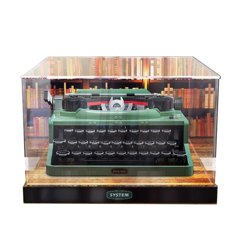 HCAEIOFJ Clear Acrylic Display Case for Lego 21327 Applicable for Ideas Typewriter Display Box GiftDisplay Case Only High BottomBackground