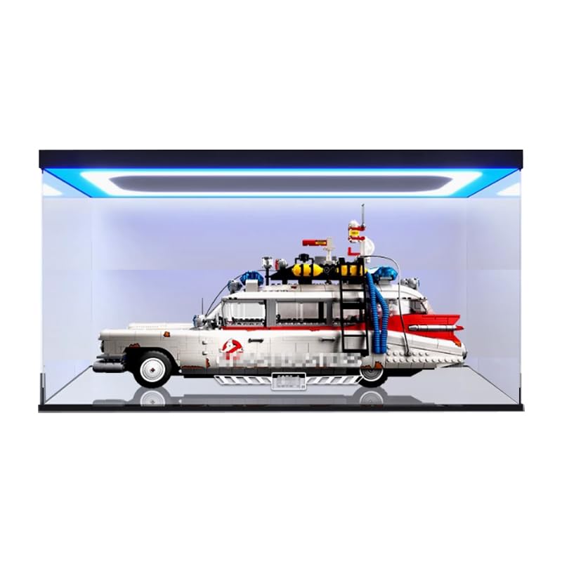 HCAEIOFJ Clear Acrylic Display Case for Lego Icons 10274 Applicable for Ghostbusters ECTO1 Car Display Box GiftDisplay Case Only Black BottomTop Light 3