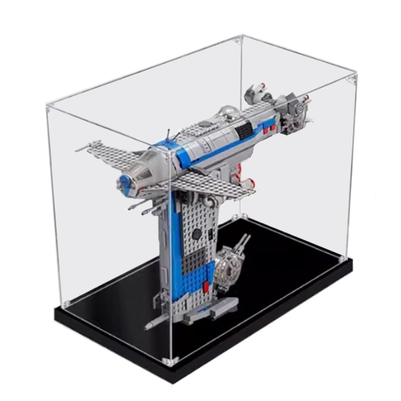 HCAEIOFJ Clear Acrylic Display Case for LEGO SW 75188 Applicable for Episode VIII Resistance Bomber Toy Display Box GiftDisplay Case Only Black Bottom 2mm