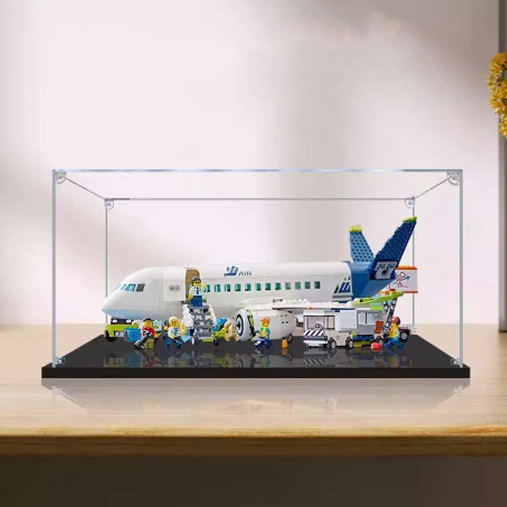 Acrylic Display Box Compatible with Lego 60367 Passenger Aircraft Model Kit Thickened Base Collectible Gift Display Box Storage Box Box Only 3mm