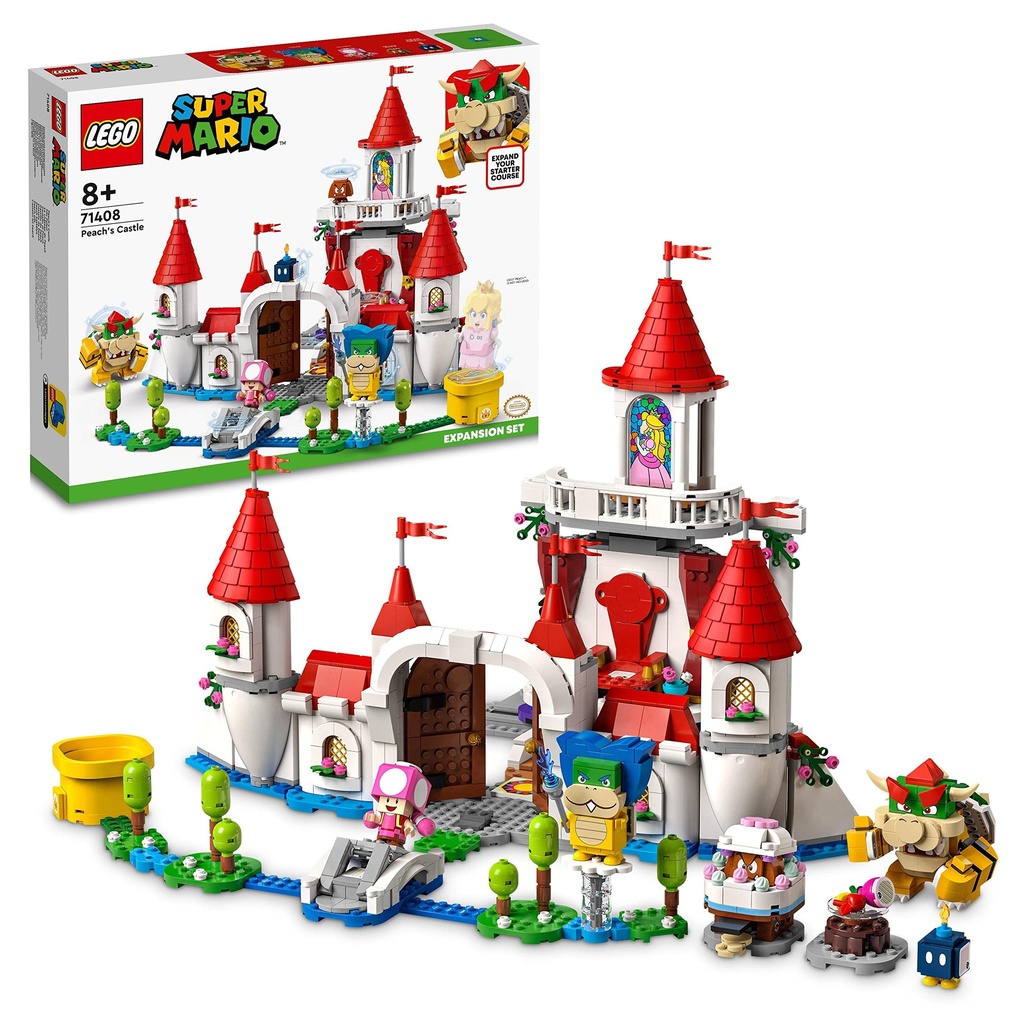 LEGO Super Mario Peachs Castle Expansion Set Buildable Game Toys Gifts for Kids Girls Boys Aged 8 Plus with Time Block and Figures to Combine with Starter Course 71408