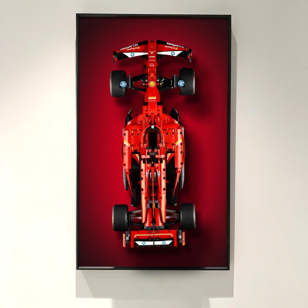 ICUANUTY Display Wallboard for Lego Technic Ferrari SF24 F1 Car 42207 Compatible with Lego Ferrari F1 Car Display Frame Gift Ideas for Lego Car Wall Mount Display Lovers Only Wall Frame 75x45cm