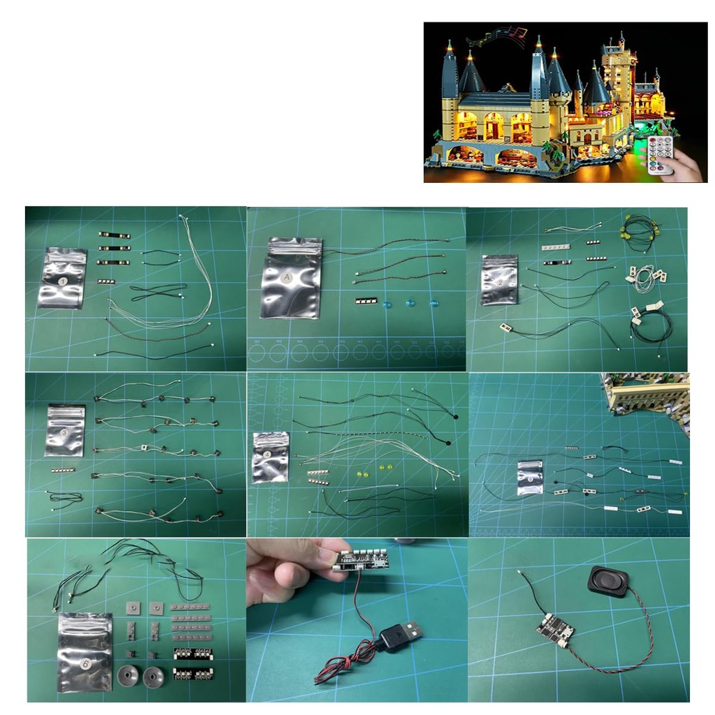 Hosdiy RC Sound LED Light Kit for Lego 71043 Lighting Kit for Hogwarts Castle Only Light No Model